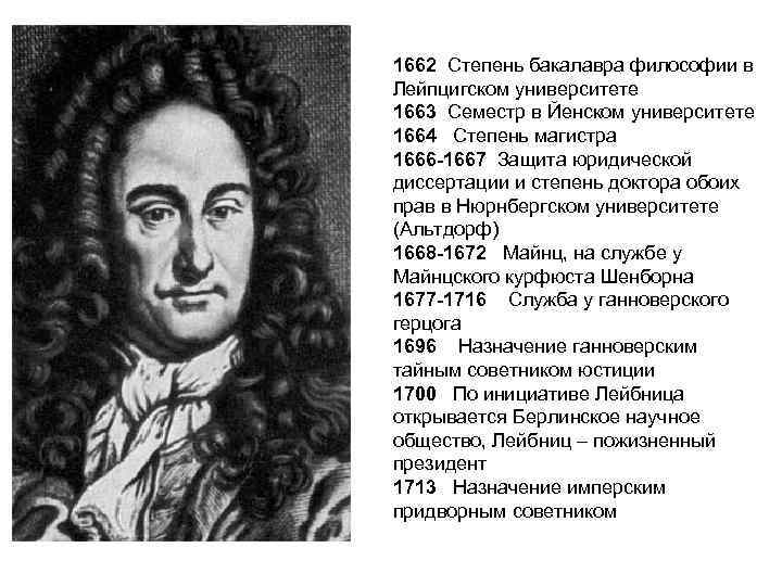 1662 Степень бакалавра философии в Лейпцигском университете 1663 Семестр в Йенском университете 1664 Степень