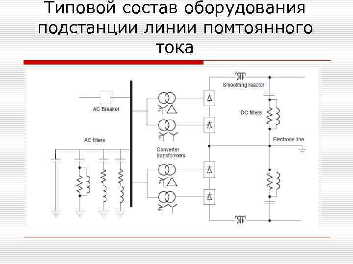 Выбор оборудования подстанции. Типовой состав оборудования подстанции линии постоянного тока. Вставка постоянного тока схема. Типовая схема вставки постоянного тока. Номинальное напряжение линии подстанции.