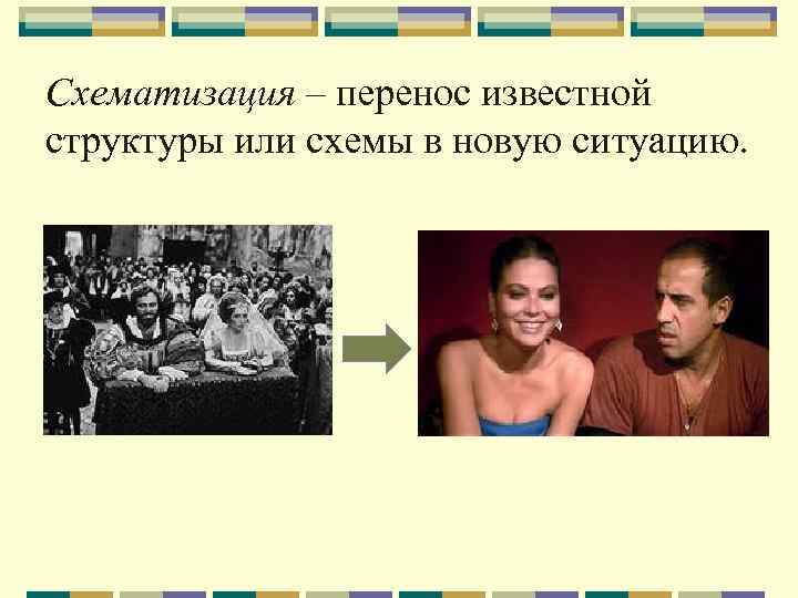 Схематизация – перенос известной структуры или схемы в новую ситуацию. 