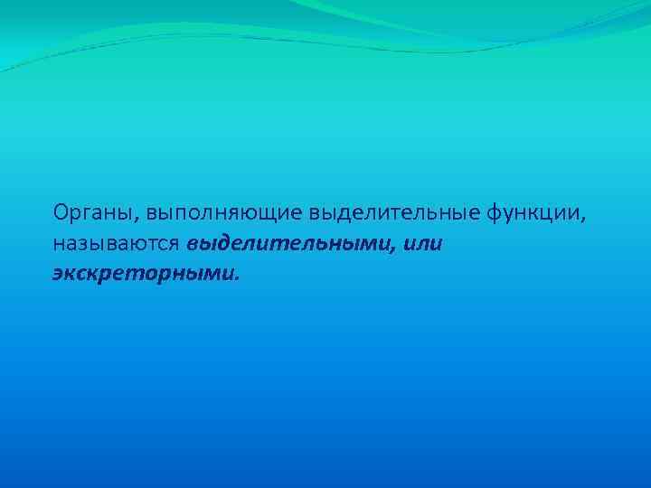 Органы, выполняющие выделительные функции, называются выделительными, или экскреторными. 