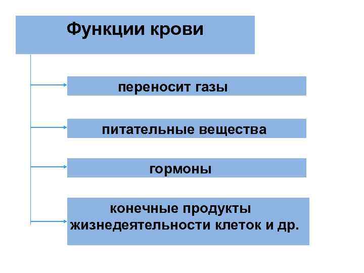 Функции крови переносит газы питательные вещества гормоны конечные продукты жизнедеятельности клеток и др. 