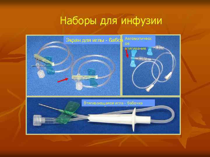 Наборы для инфузии Автоматическ Экран для иглы - бабочки butterfly needle shield autoое retract
