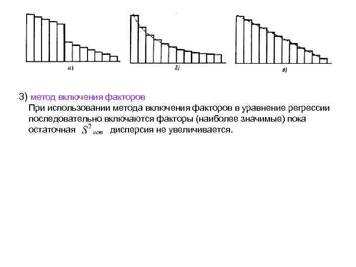 3) метод включения факторов При использовании метода включения факторов в уравнение регрессии последовательно включаются