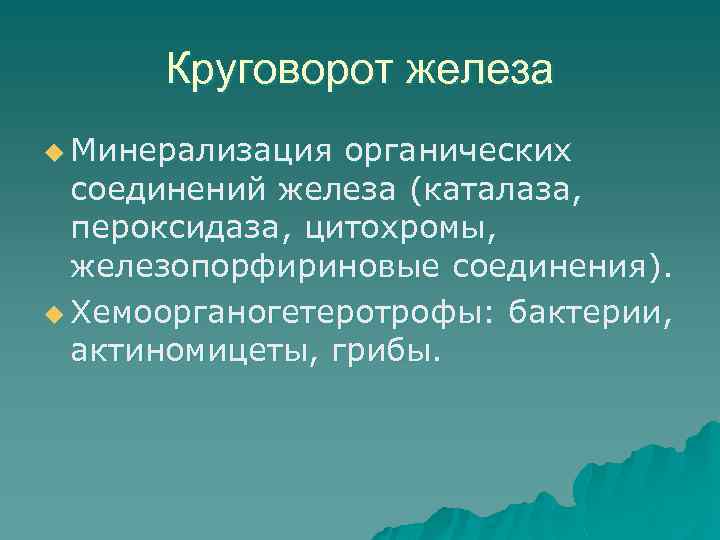 Круговорот железа в природе схема и описание