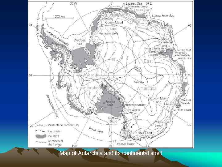 Map of Antarctica and its continental shelf 