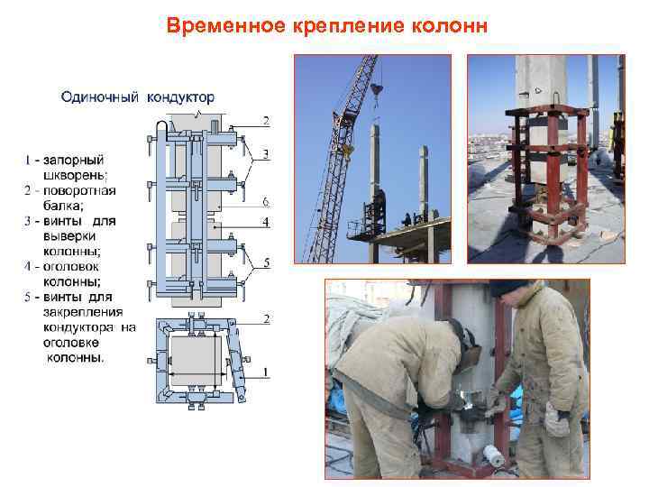 Временное крепление колонн 