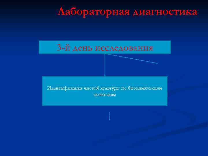 Лабораторная диагностика 3 -й день исследования Идентификация чистой культуры по биохимическим признакам 