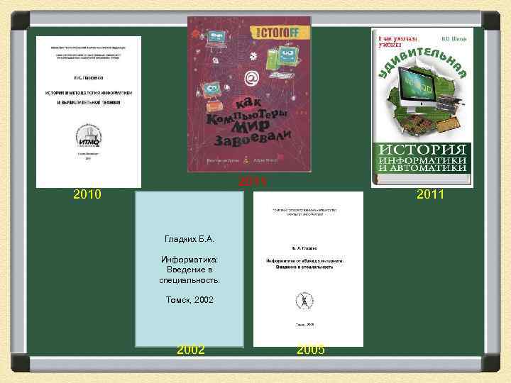 2011 2010 2011 Гладких Б. А. Информатика: Введение в специальность. Томск, 2002 2005 