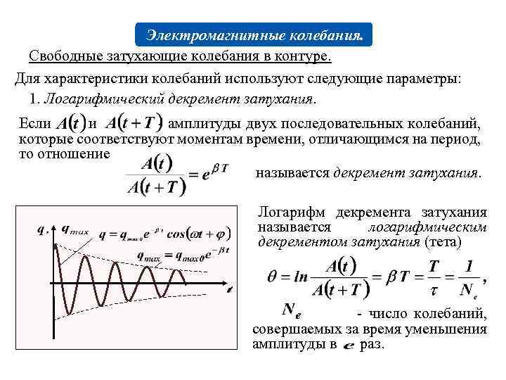 4 характеристики колебание