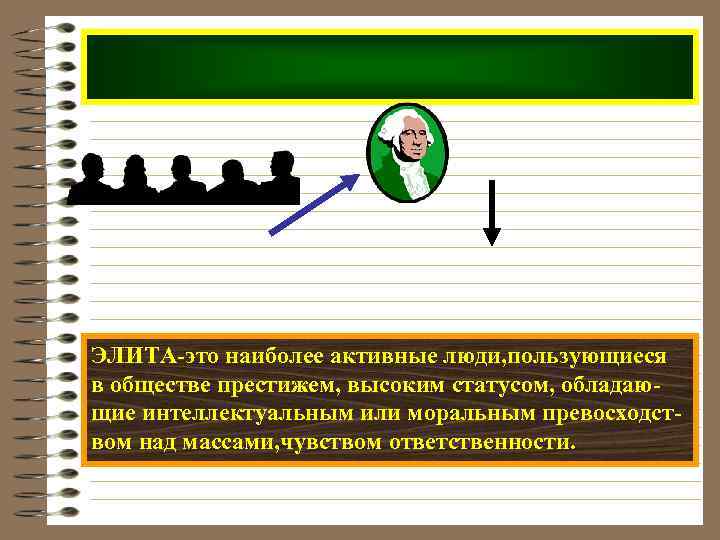 ЭЛИТА-это наиболее активные люди, пользующиеся в обществе престижем, высоким статусом, обладающие интеллектуальным или моральным