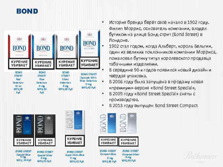 BOND • • BOND STREET Red Selection 10 мг МРЦ 40 Руб BOND STREET