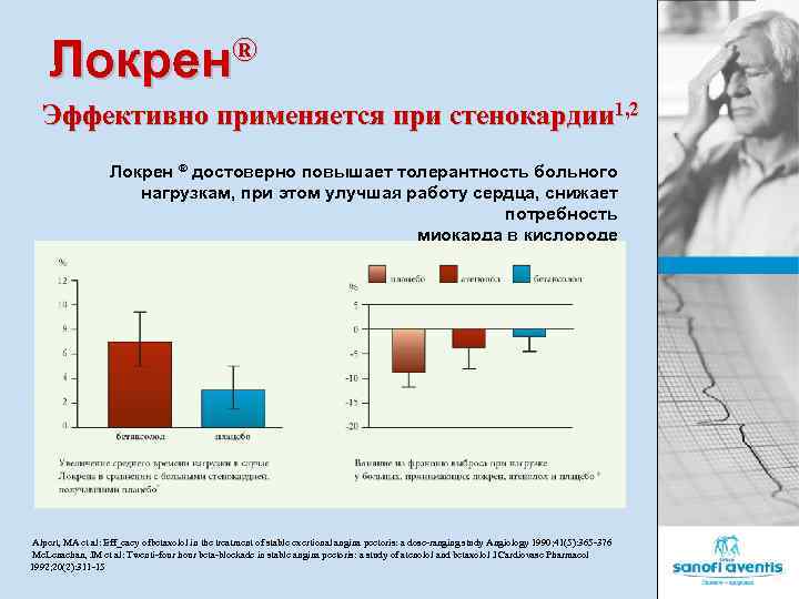 ® Локрен Эффективно применяется при стенокардии 1, 2 Локрен ® достоверно повышает толерантность больного