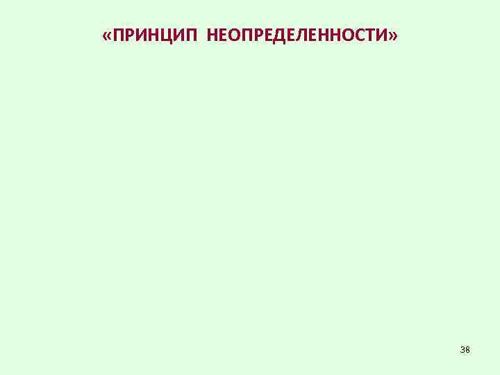  «ПРИНЦИП НЕОПРЕДЕЛЕННОСТИ» 38 