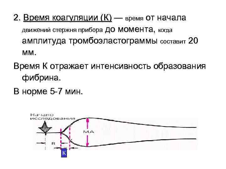 2. Время коагуляции (К) — время от начала движений стержня прибора до момента, когда