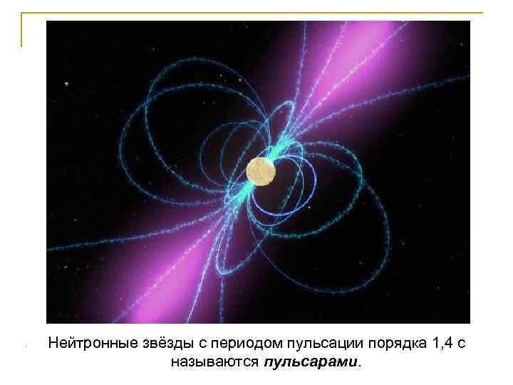 Нейтронные звёзды с периодом пульсации порядка 1, 4 с называются пульсарами. 