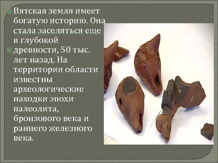  Вятская земля имеет богатую историю. Она стала заселяться еще в глубокой древности, 50