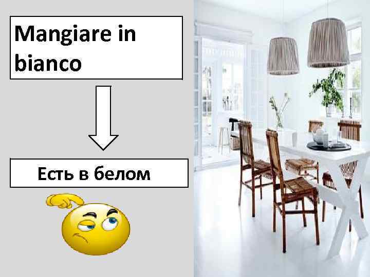 Mangiare in bianco Есть в белом 