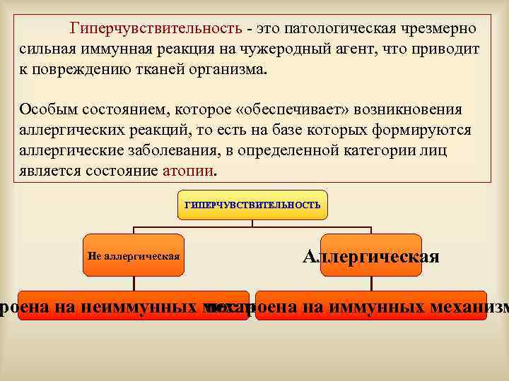 Гиперчувствительность - это патологическая чрезмерно сильная иммунная реакция на чужеродный агент, что приводит к