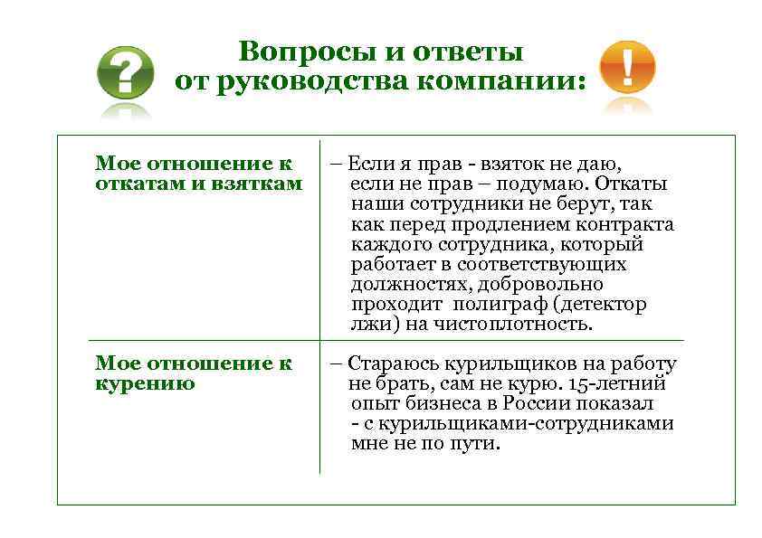Вопросы и ответы от руководства компании: Мое отношение к – Если я прав -