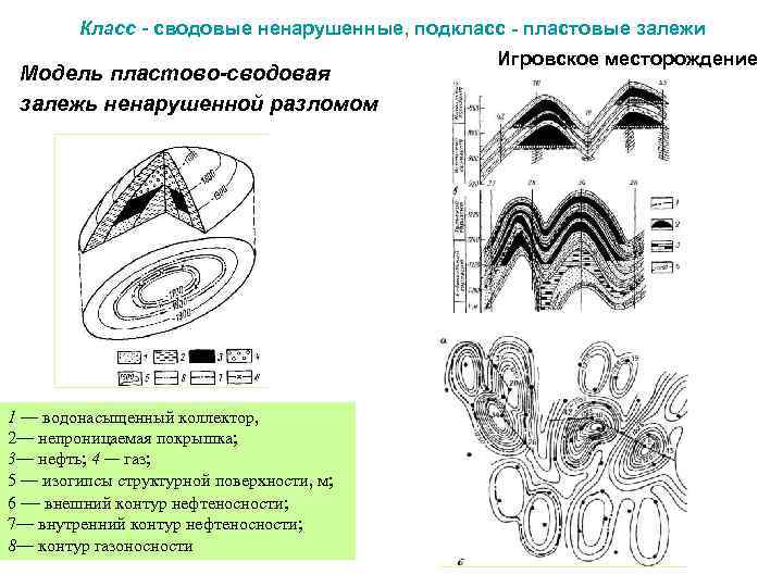 Класс - сводовые ненарушенные, подкласс - пластовые залежи Модель пластово-сводовая залежь ненарушенной разломом 1