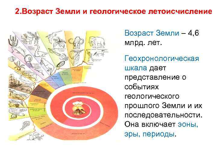 2. Возраст Земли и геологическое летоисчисление Возраст Земли – 4, 6 млрд. лет. Геохронологическая