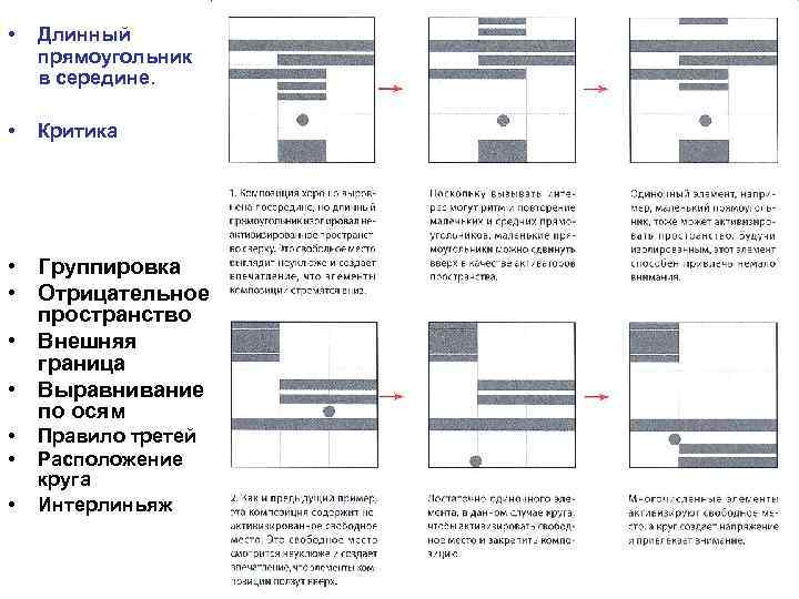  • Длинный прямоугольник в середине. • Критика • Группировка • Отрицательное пространство •