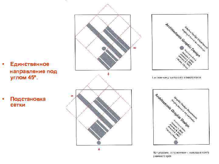  • Единственное направление под углом 45º. • Подстановка сетки 
