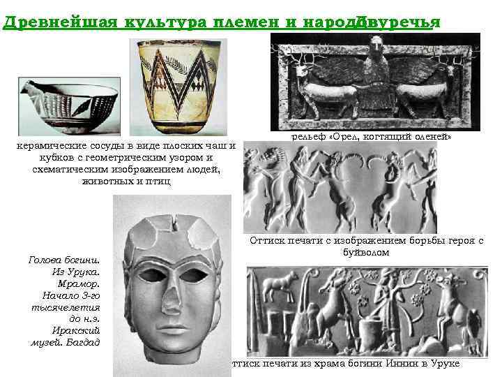Древнейшая культура племен и народов Двуречья керамические сосуды в виде плоских чаш и кубков