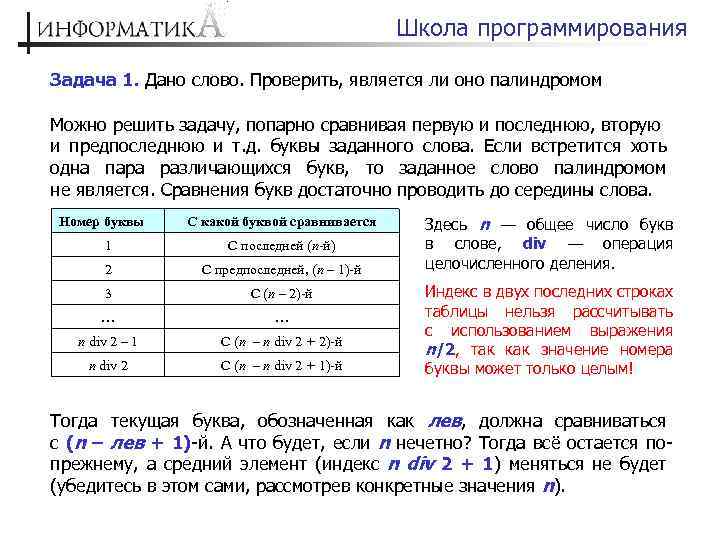 Палиндромом является строка. Задачи по программированию. Задачи на палиндромы. Программирование решить задачу. Что такое палиндром в программировании.