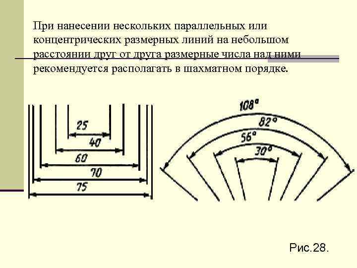 Расстояние между размерной и линией контура