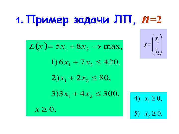 1. Пример задачи ЛП, n=2 