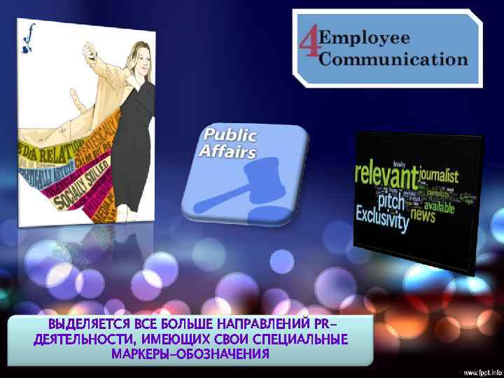 ВЫДЕЛЯЕТСЯ ВСЕ БОЛЬШЕ НАПРАВЛЕНИЙ PRДЕЯТЕЛЬНОСТИ, ИМЕЮЩИХ СВОИ СПЕЦИАЛЬНЫЕ МАРКЕРЫ-ОБОЗНАЧЕНИЯ 