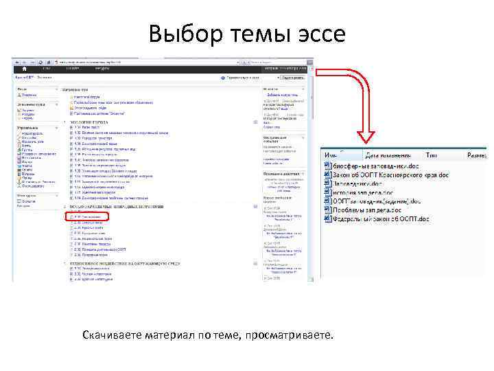 Выбор темы эссе Скачиваете материал по теме, просматриваете. 