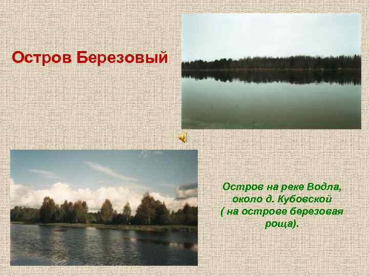 Остров Березовый Остров на реке Водла, около д. Кубовской ( на острове березовая роща). Остров Березовый Остров на реке Водла, около д. Кубовской ( на острове березовая роща).