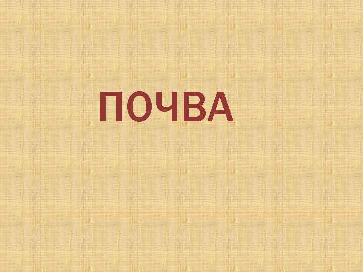 ПОЧВА 