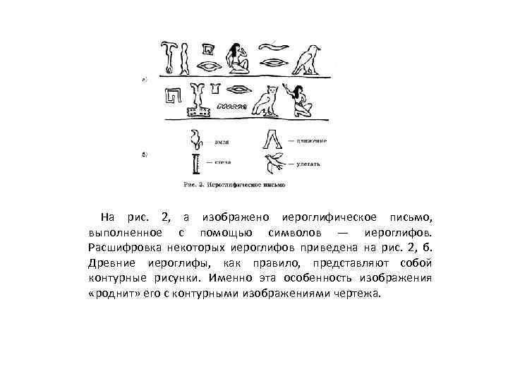 На рис. 2, а изображено иероглифическое письмо, выполненное с помощью символов — иероглифов. Расшифровка