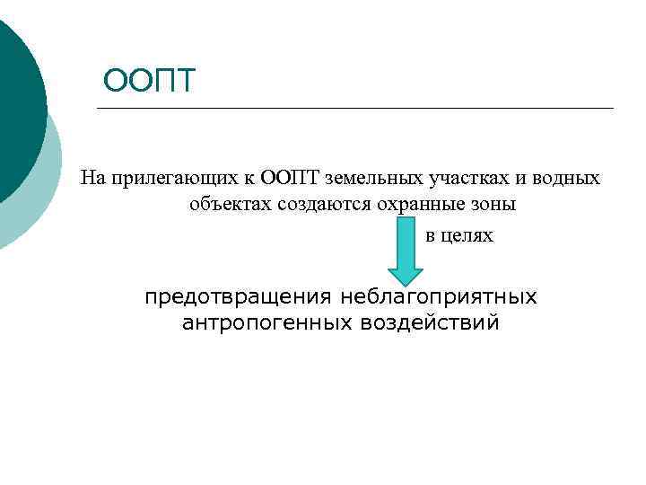 ООПТ На прилегающих к ООПТ земельных участках и водных объектах создаются охранные зоны в