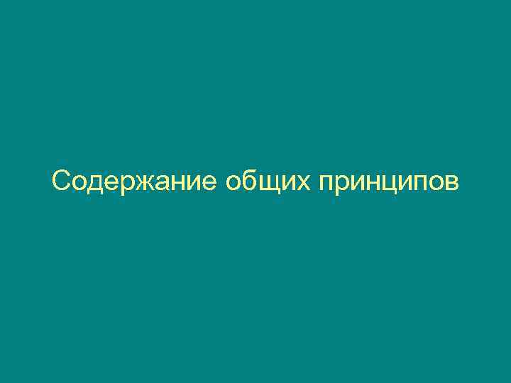 Содержание общих принципов 