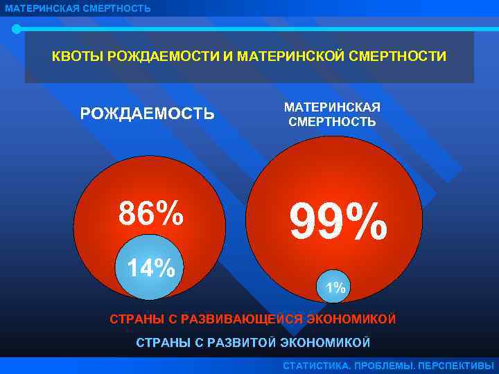 МАТЕРИНСКАЯ СМЕРТНОСТЬ КВОТЫ РОЖДАЕМОСТИ И МАТЕРИНСКОЙ СМЕРТНОСТИ РОЖДАЕМОСТЬ 86% 14% МАТЕРИНСКАЯ СМЕРТНОСТЬ 99% 1%