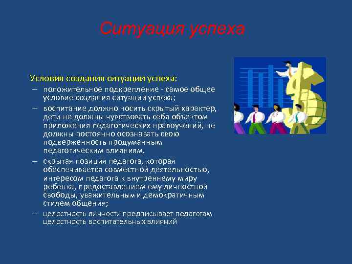 Ситуация успеха Условия создания ситуации успеха: – положительное подкрепление - самое общее условие создания