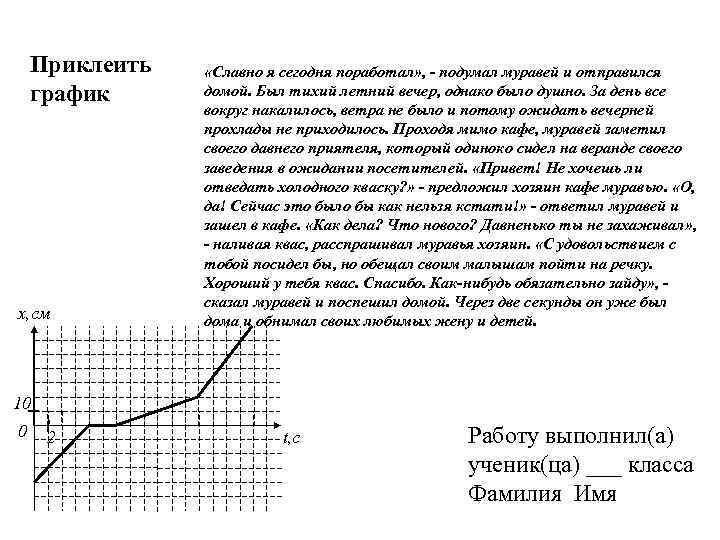 Приклеить график х, см «Славно я сегодня поработал» , - подумал муравей и отправился