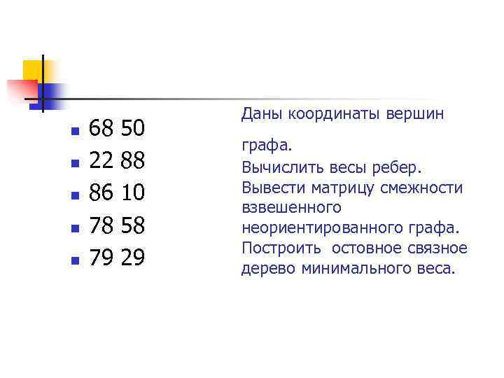 n n n 68 22 86 78 79 50 88 10 58 29 Даны