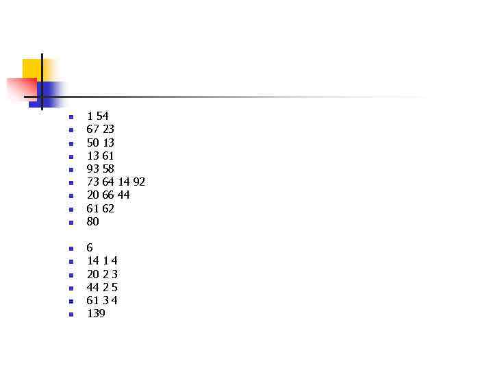 n n n n 1 54 67 23 50 13 13 61 93 58