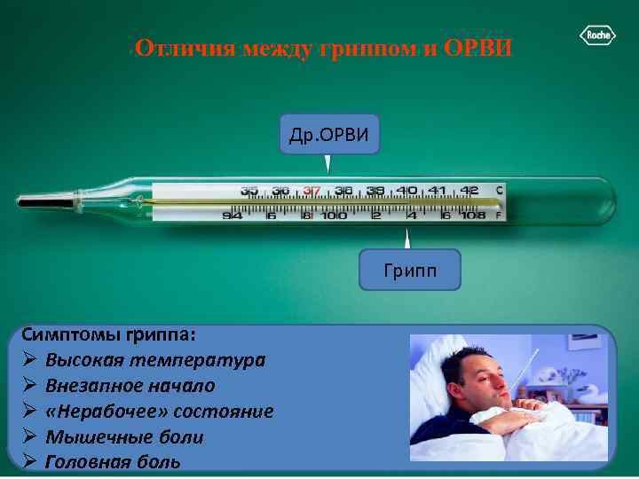 Отличия между гриппом и ОРВИ Др. ОРВИ Грипп Симптомы гриппа: Ø Высокая температура Ø