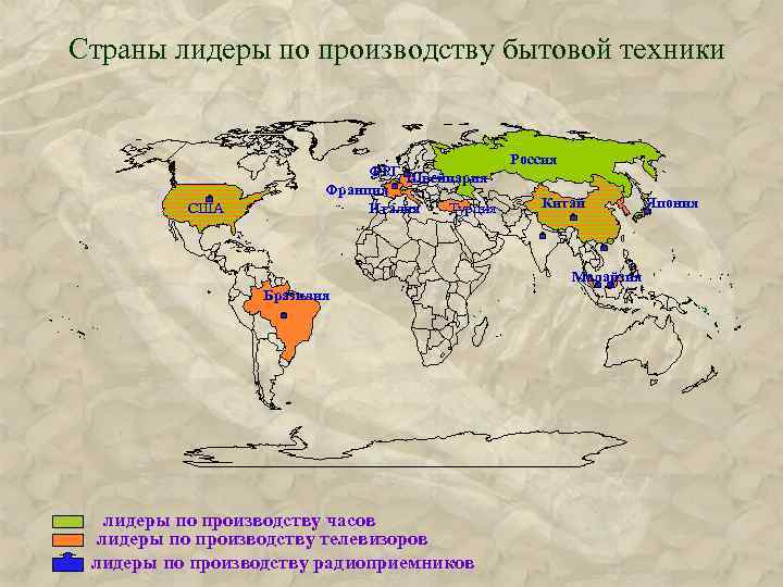 Страны лидеры по производству бытовой техники США ФРГ Швейцария Франция Италия Турция Россия Китай