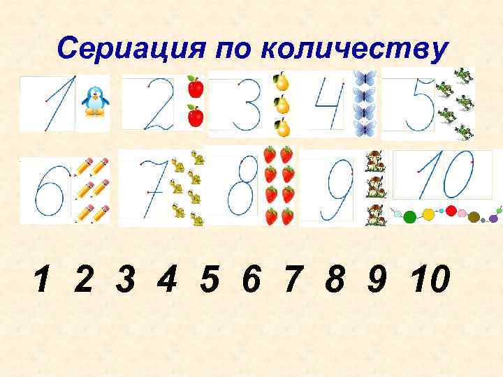  Сериация по количеству 1 2 3 4 5 6 7 8 9 10