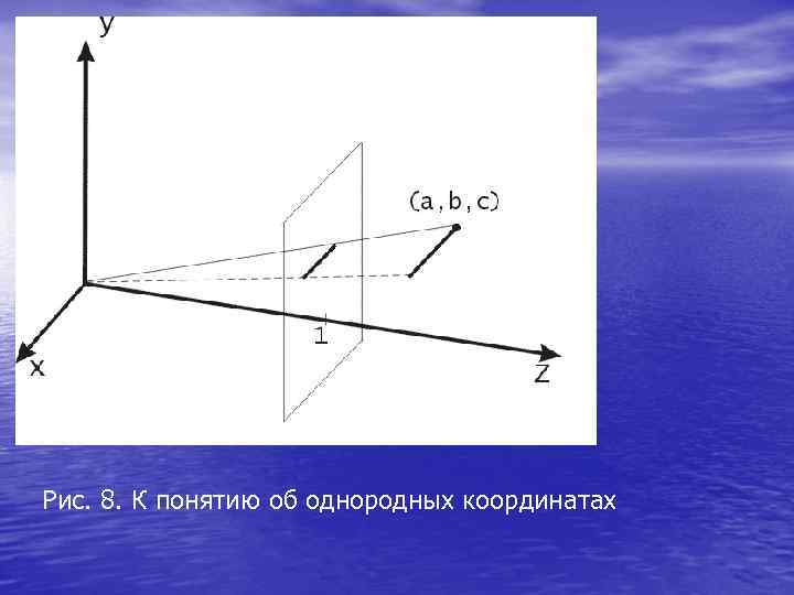 Рис. 8. К понятию об однородных координатах 