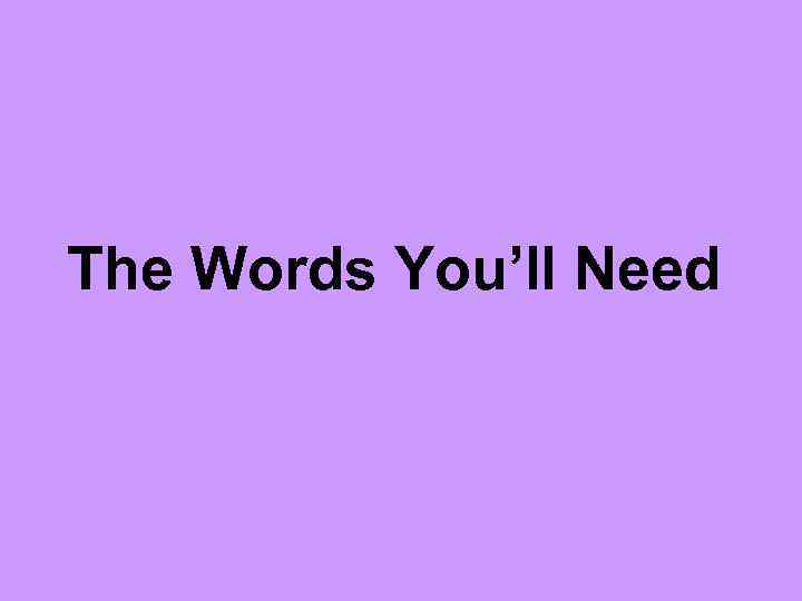 The Words You’ll Need 