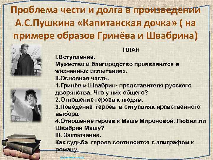 Проблема чести и долга в произведении А. С. Пушкина «Капитанская дочка» ( на примере