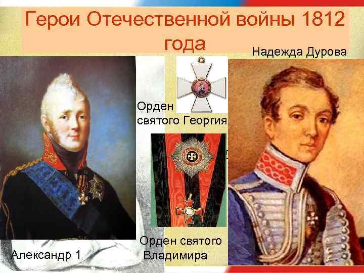 Герои Отечественной войны 1812 года Надежда Дурова Орден святого Георгия Надя Дурова 14 лет